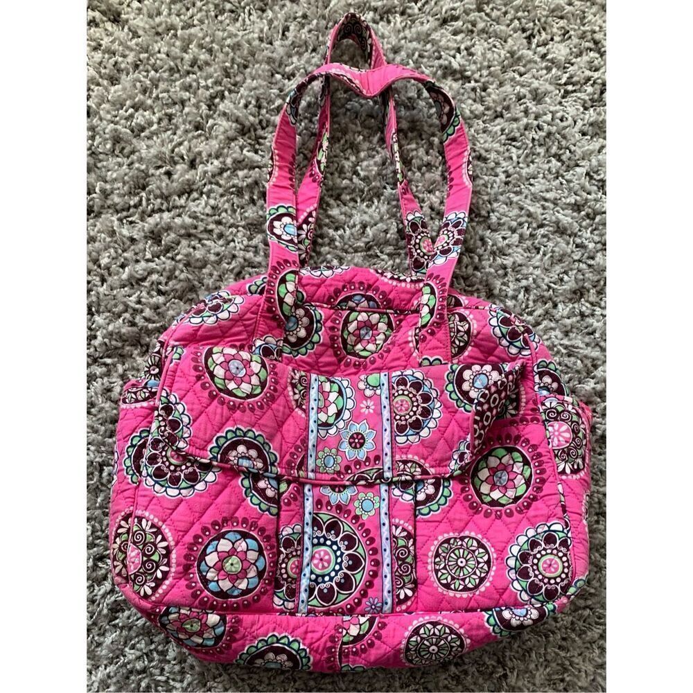 Vera Bradley Pink Cupcake Duffle Bag Carry On Baby Gym Tote Purse 16” x 10”
